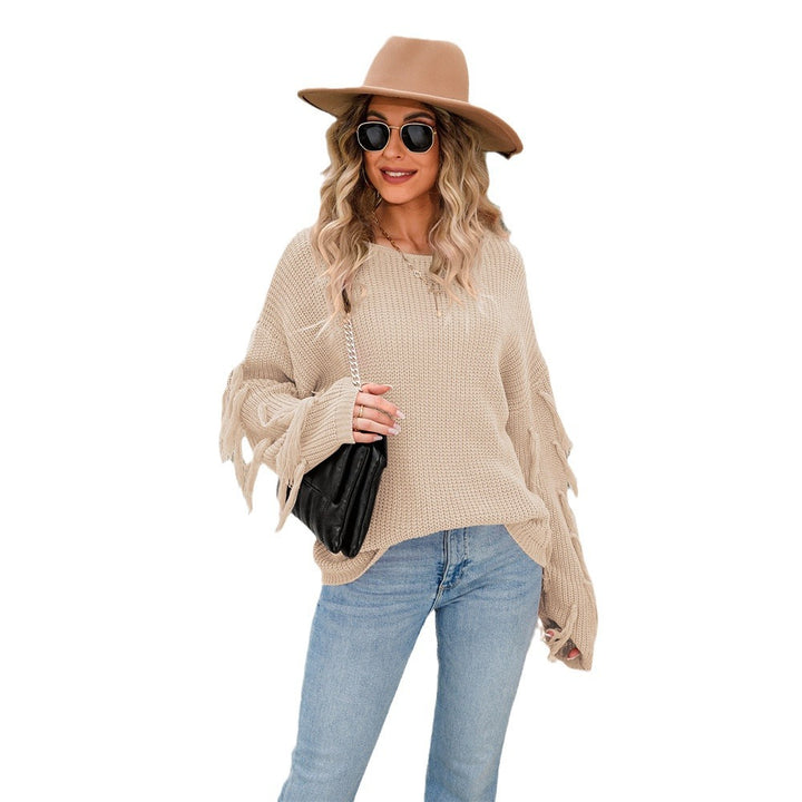 Pull tricoté décontracté pour femmes avec franges et coupe large Chic & Stil