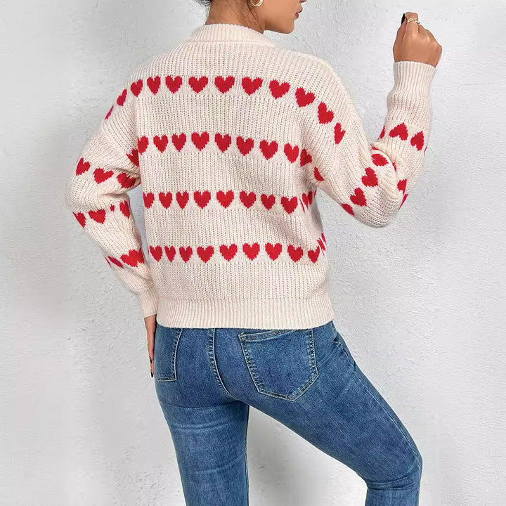 Knit sweater for women with heart pattern Lune London