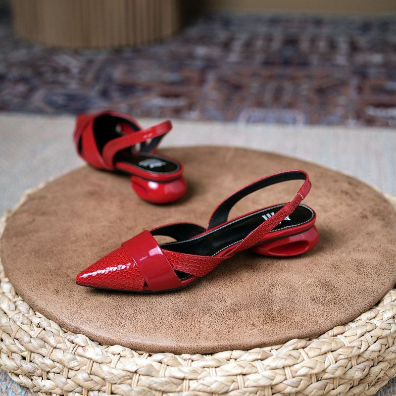 Women Elegant Slingback Heels with Chic Metallic Accents Lune London