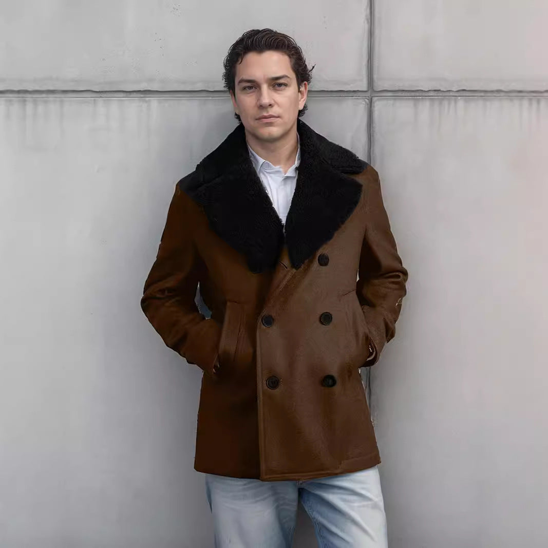 Men's wool coat with contrasting collar Lune London