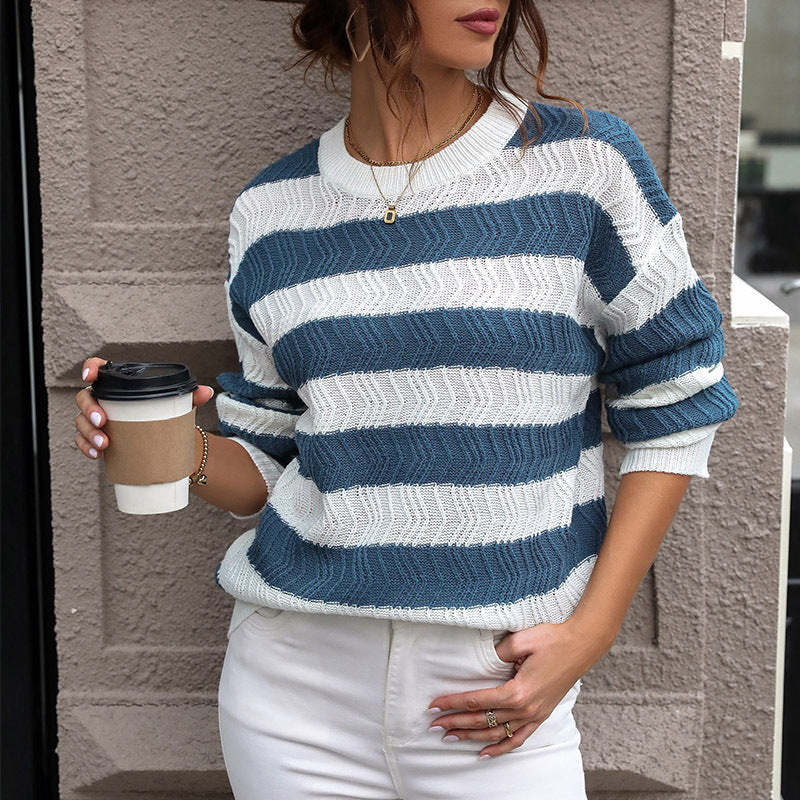 Women Structured Striped Knit Sweater Lune London