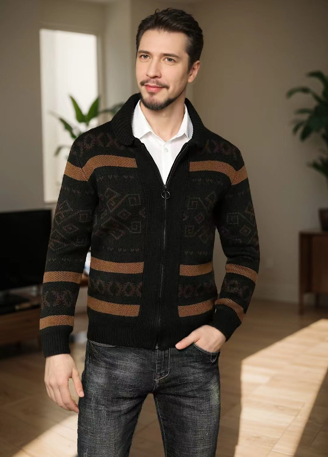 Ladies cardigan with modern pattern Lune London