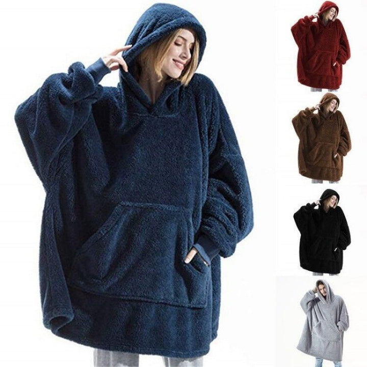 Women Oversized Fleece Hoodie with Kangaroo Pocket and Hood Lune London