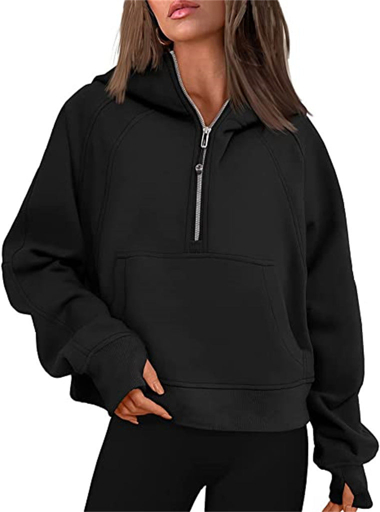 Ladies Oversized Hoodie with practical kangaroo pocket and zipper Lune London