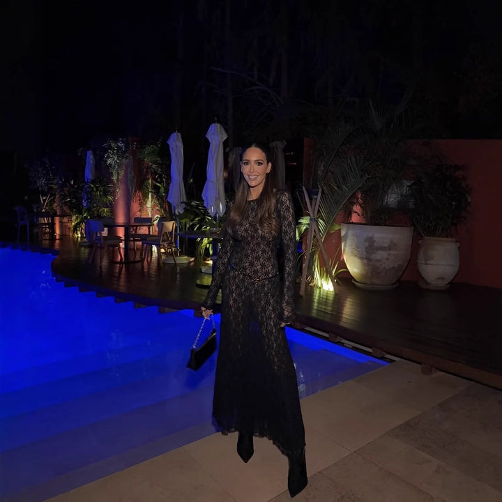 Ladies Long Sleeve Lace Dress Lune London