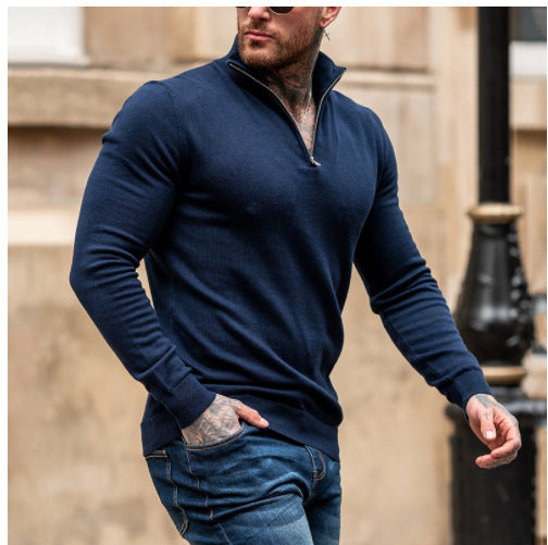 Men's sweater with short zipper and high collar Lune London