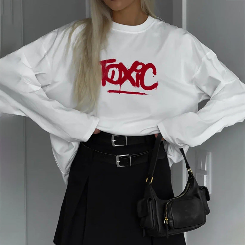 Oversized long sleeve t-shirt for women with striking inscription Lune London