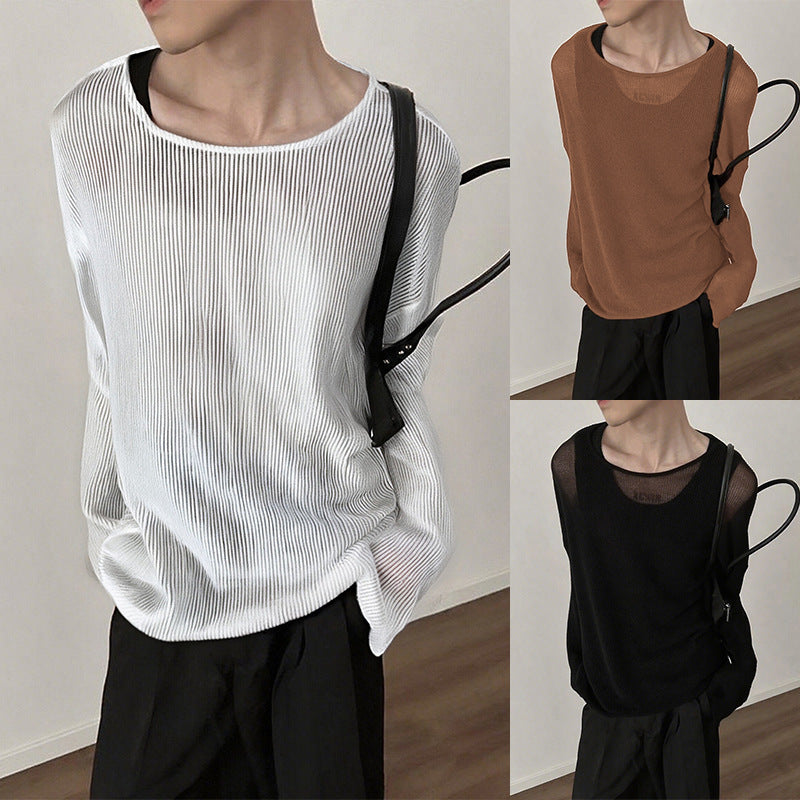 Long sleeve t-shirt for women with textured rib pattern and relaxed fit Lune London
