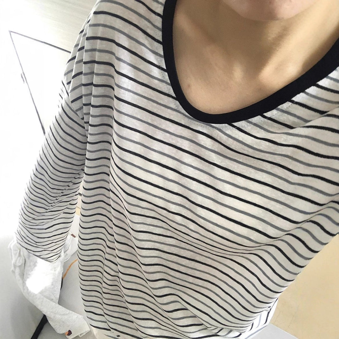 Women's striped oversized longsleeve shirt with wide sleeves Chic & Stil