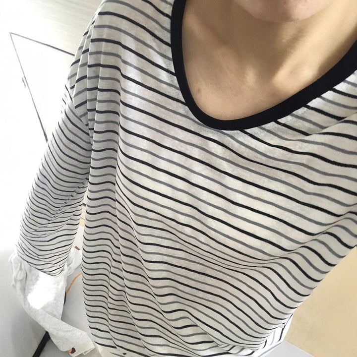 Women's striped oversized longsleeve shirt with wide sleeves Chic & Stil