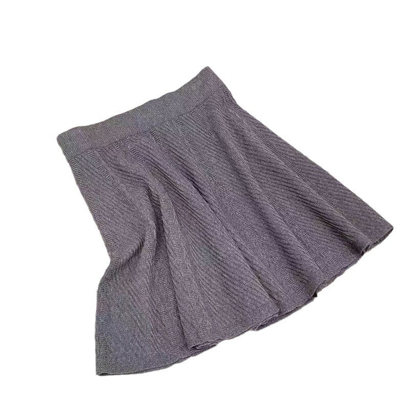 Mid-length knitted skirt for ladies with detailed rib pattern Lune London
