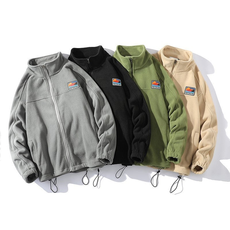 Men's fleece jacket with high collar and practical pockets Lune London