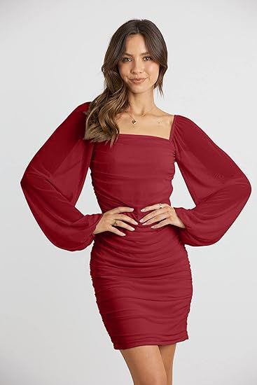 Ladies Elegant Mini Dress with Puff Sleeves and Chic Ruffled Design