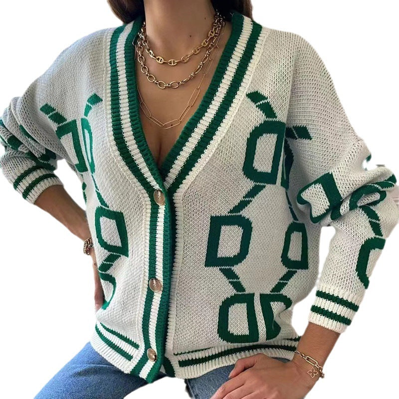 Women's vest with geometric pattern and modern V-neck Lune London