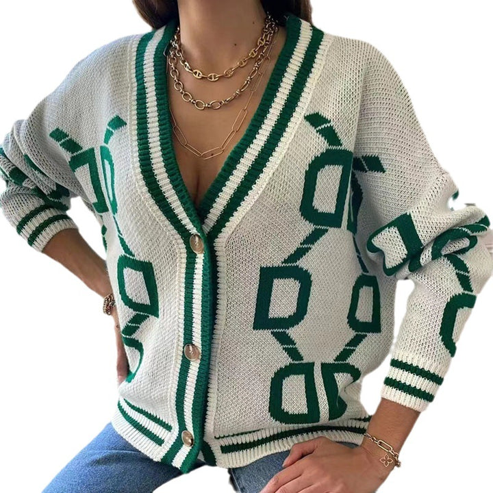Women's vest with geometric pattern and modern V-neck Lune London