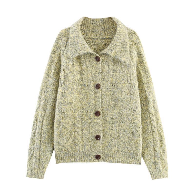 Womens knit jacket with trendy collar and pockets Lune London