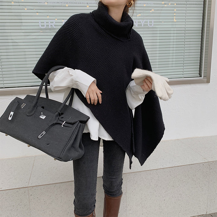 Oversized knitted sweater for women with high collar Lune London