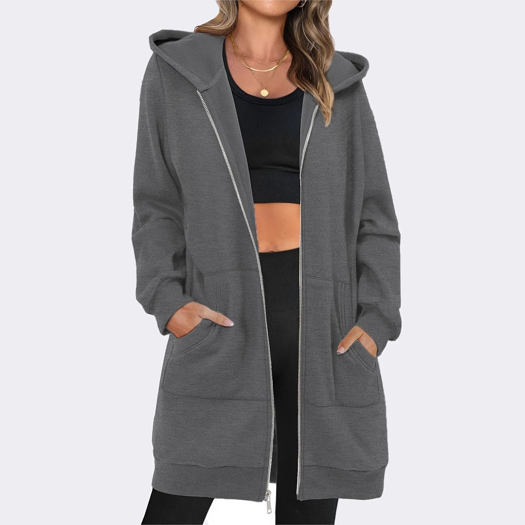 Ladies Hoodie Sweatshirt Jacket with Generous Pockets By Lune London