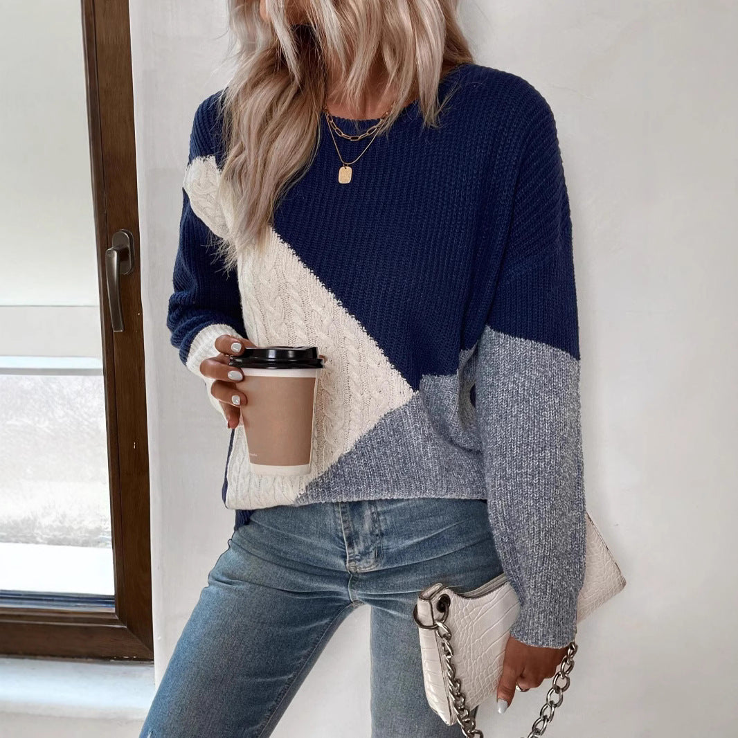 Ladies trendy knitted sweater with chic twisted design