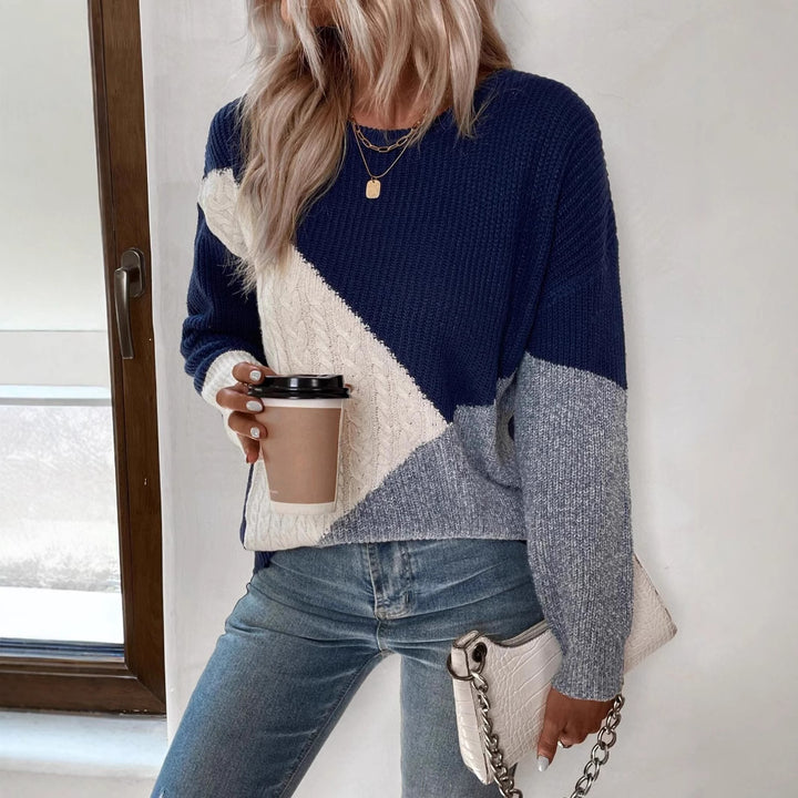 Ladies trendy knitted sweater with chic twisted design