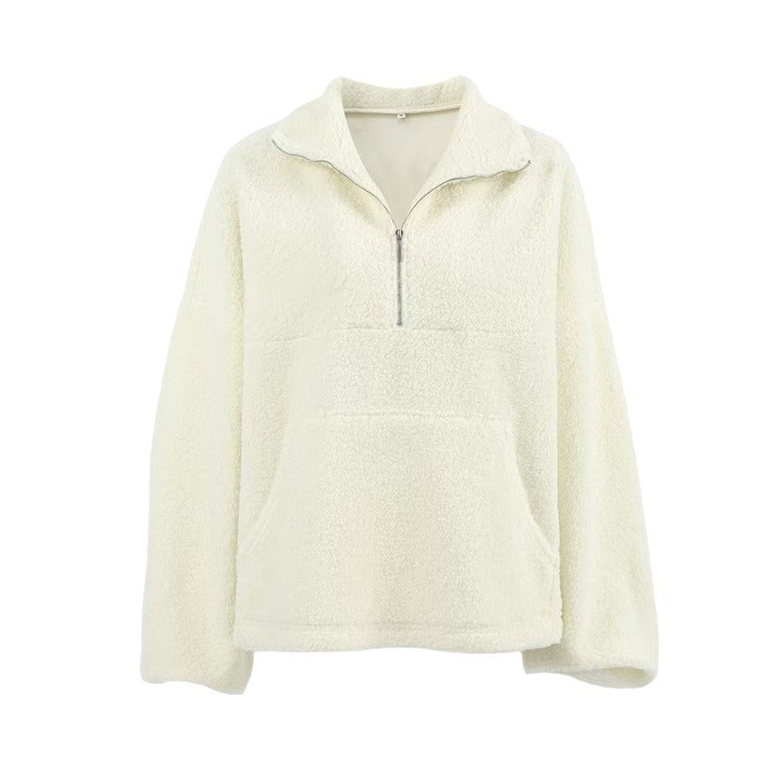 Fleece pullover for women with high collar Lune London