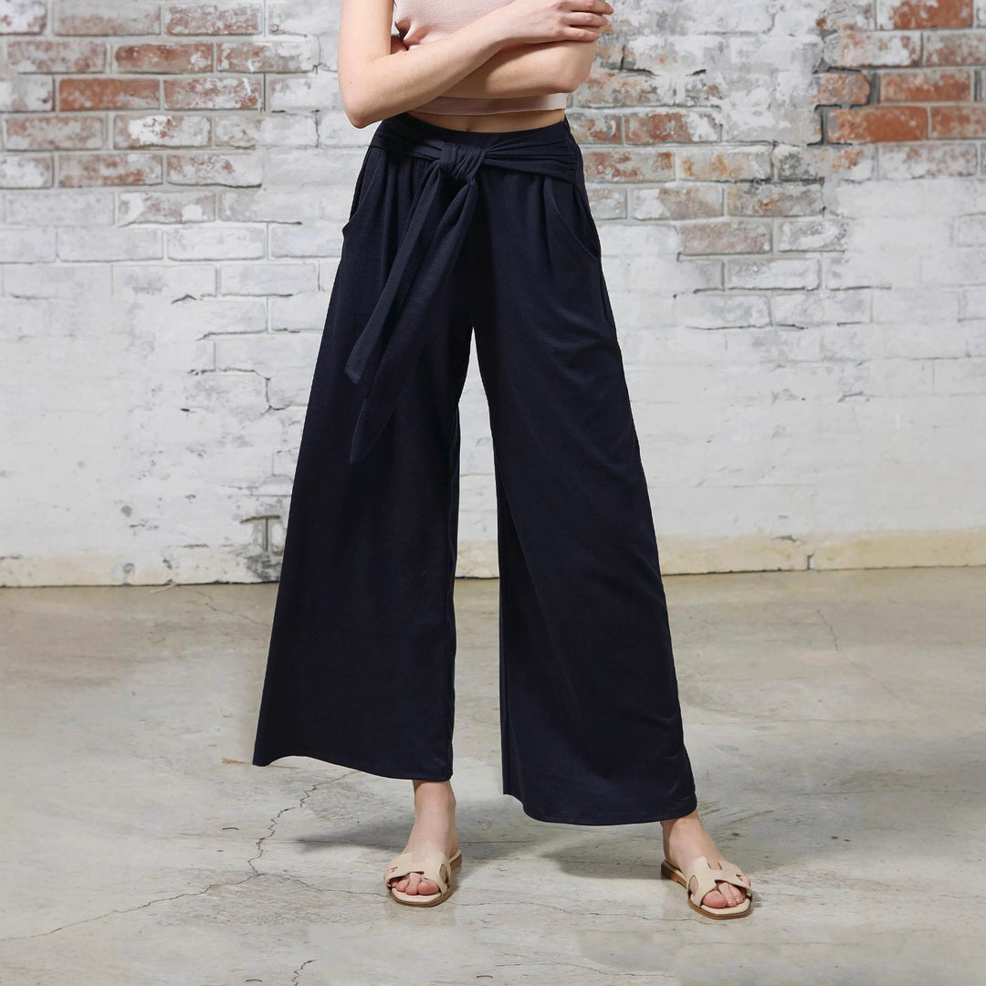 Women Comfortable and Stylish Wide Leg Pants with Waist Belt Lune London