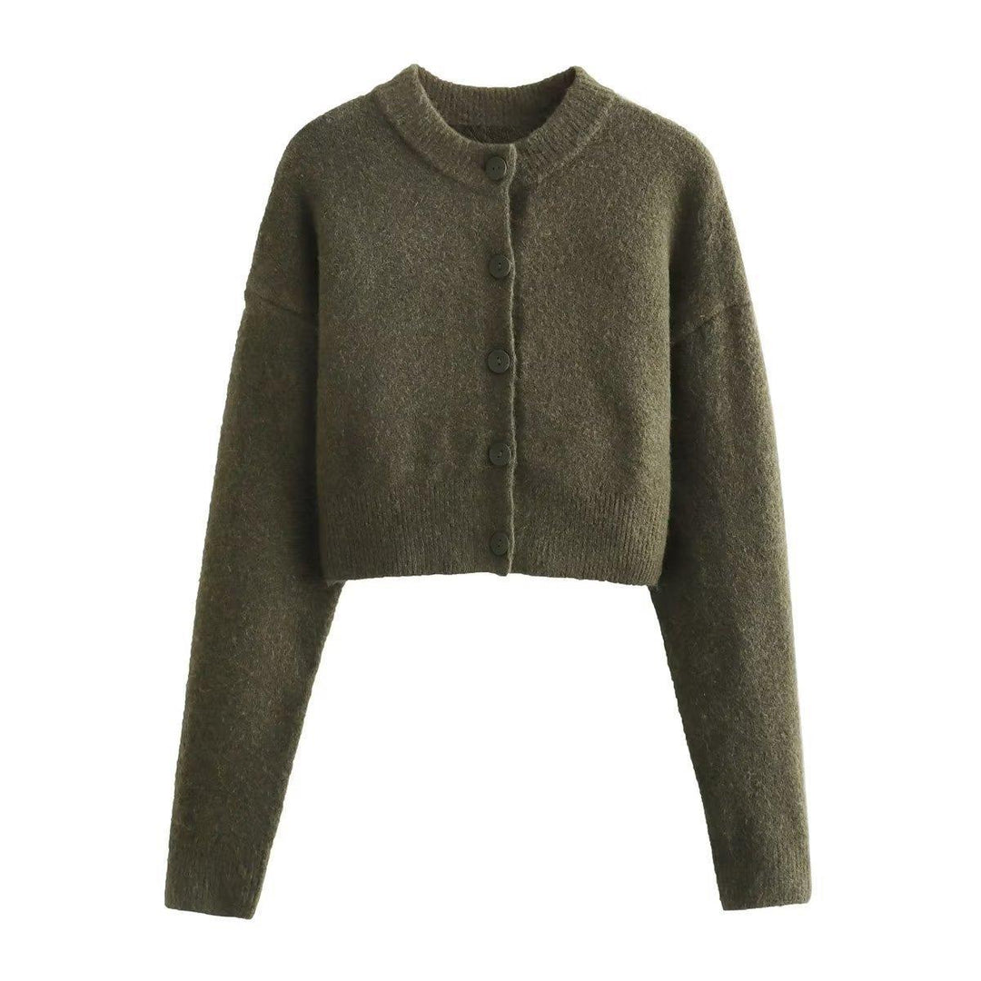 Cropped knit jacket for women with modern buttons Lune London