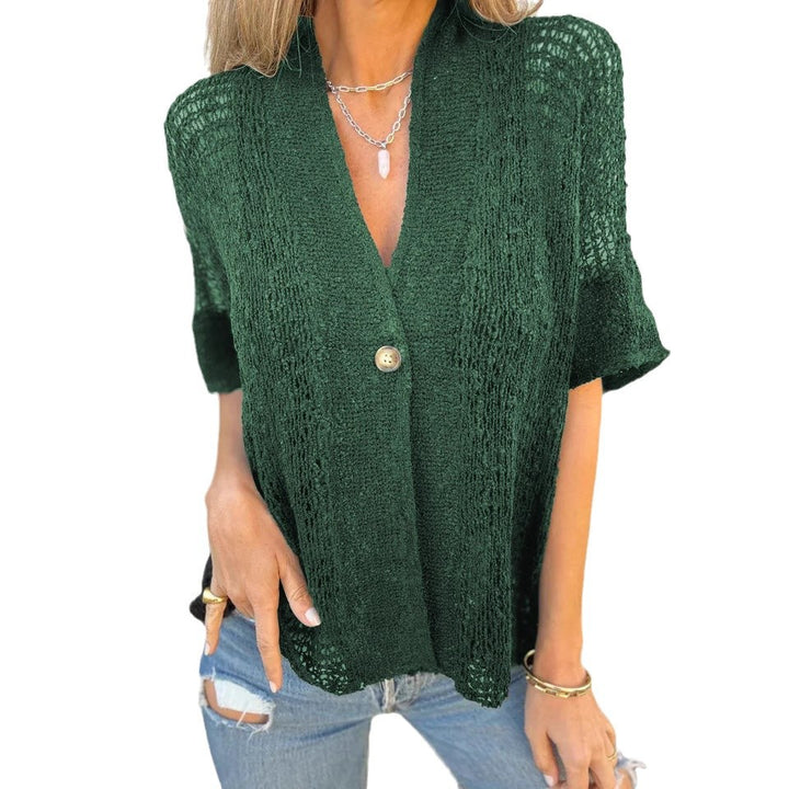 Lightweight knitted jacket for women with elegant button placket Lune London