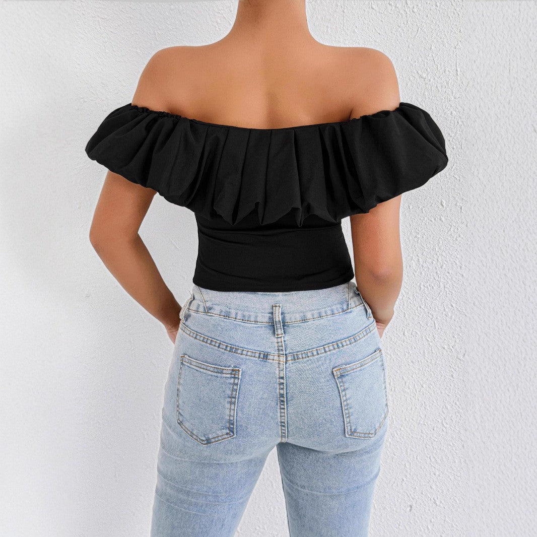 Women's Off-Shoulder Ruffle Shirt with Tailored Fit Lune London