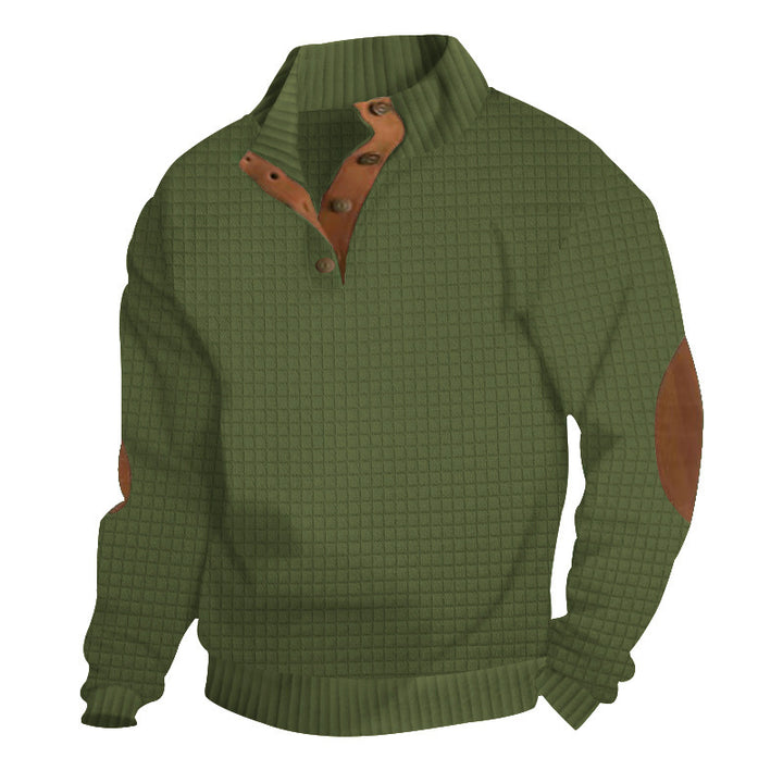 Men Structured Sweater with Leather Accents Lune London