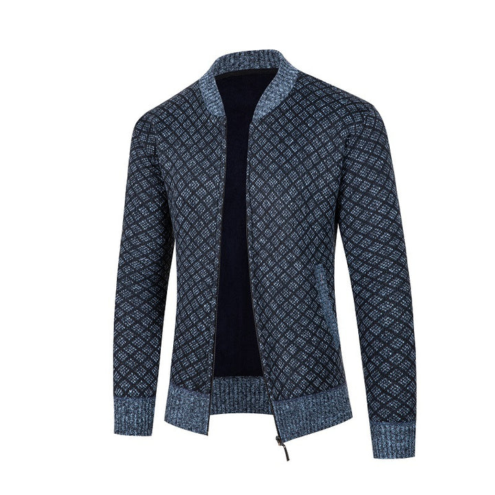 Men's knit jacket with a modern diamond pattern and zipper Lune London