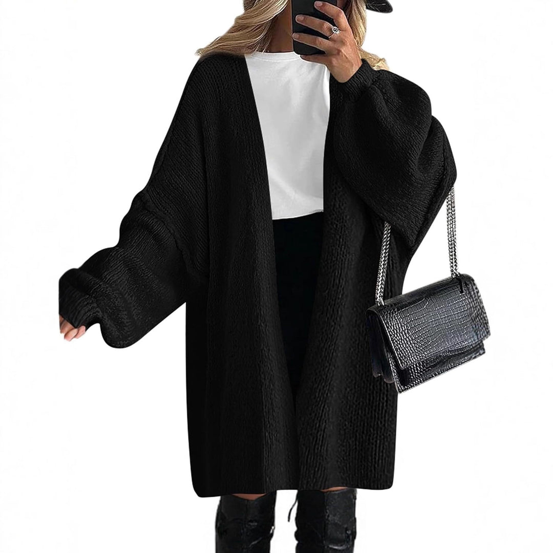 Women Casual Knitted Coat with Deep V-neck and Wide Sleeves Lune London