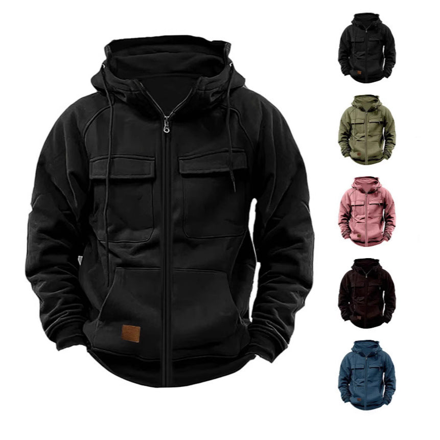 Fleece jacket for men with high collar and practical pockets Lune London