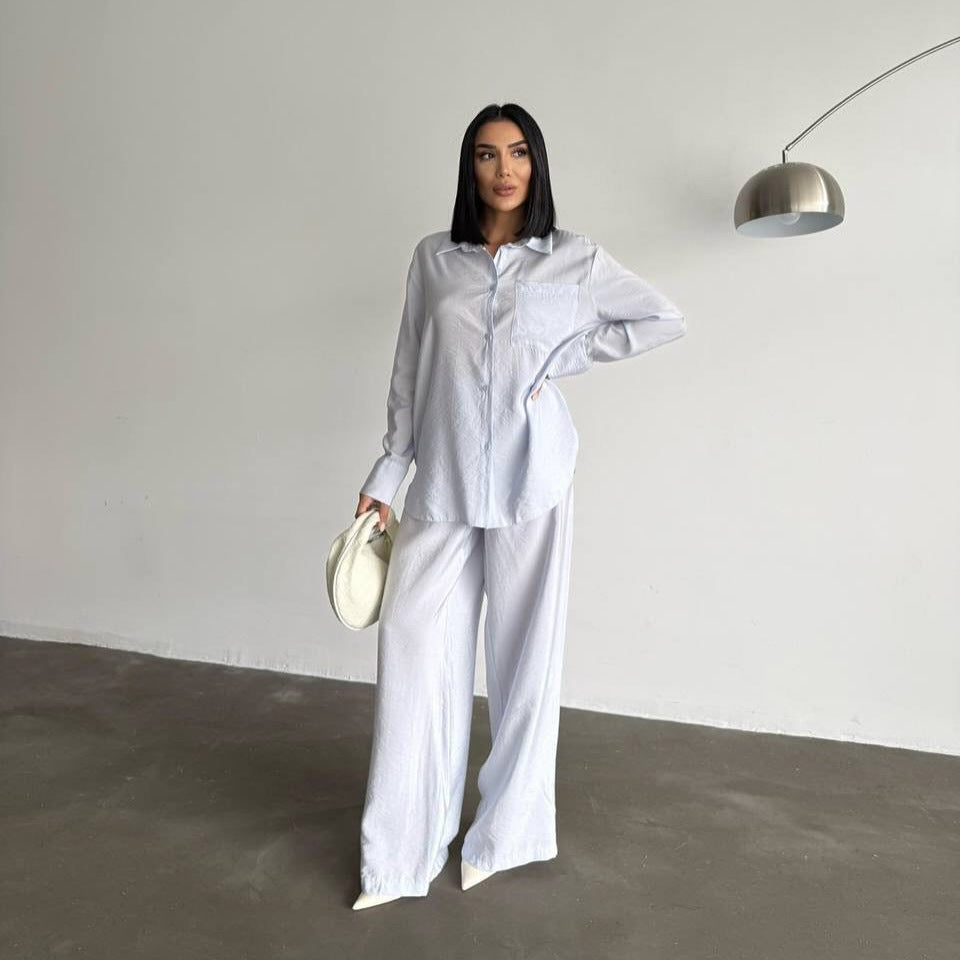 Women's Long-Sleeved Silk Shirt with Fine Structure Lune London
