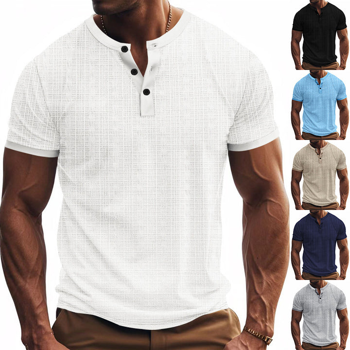 Men's Short Sleeve Henley T-Shirt with Modern Structured Design Lune London