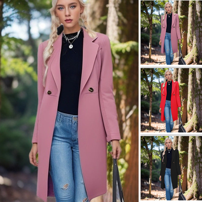 Ladies classic long coat with double buttons Lune London