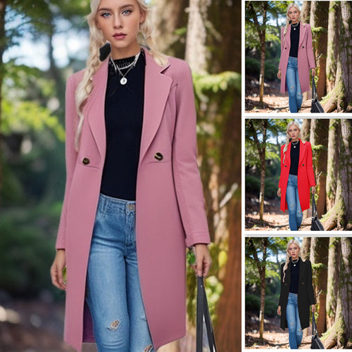 Ladies classic long coat with double buttons Lune London