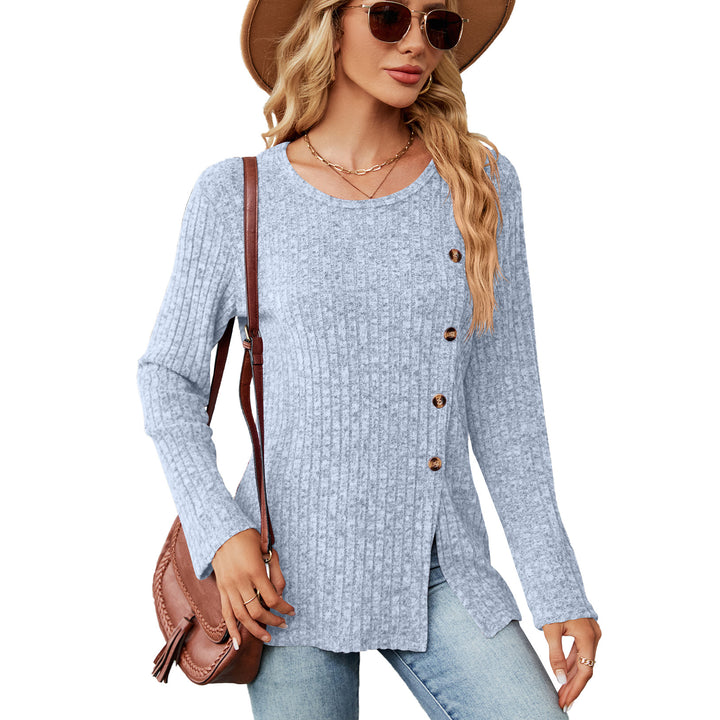 Casual knit blouse for women with a tie design and side slit Lune London