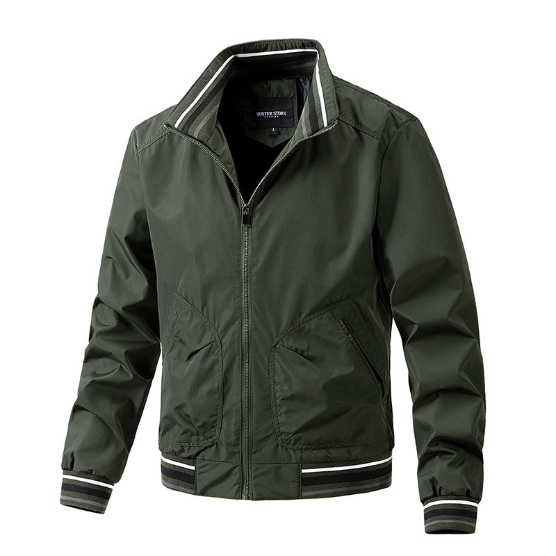 Fashionable men's bomber jacket with contrasting elements and a high collar Lune London