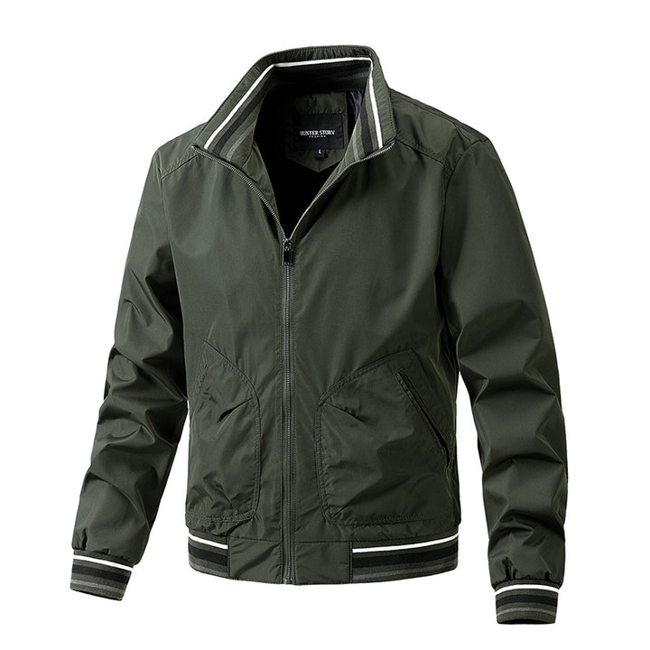 Fashionable men's bomber jacket with contrasting elements and a high collar Lune London
