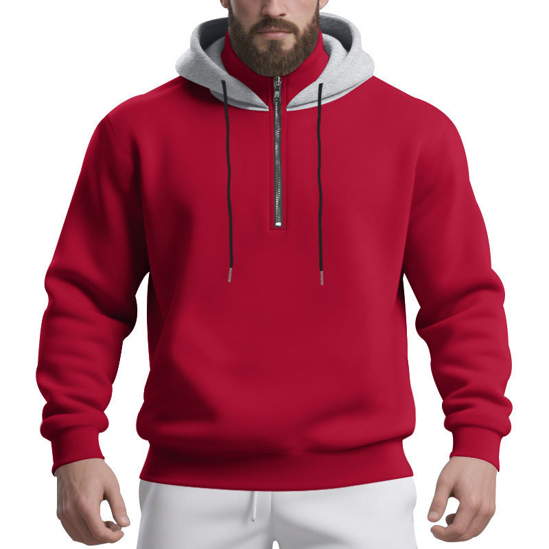 Sporty hoodie for men with half-zipper and breathable fabric Lune London