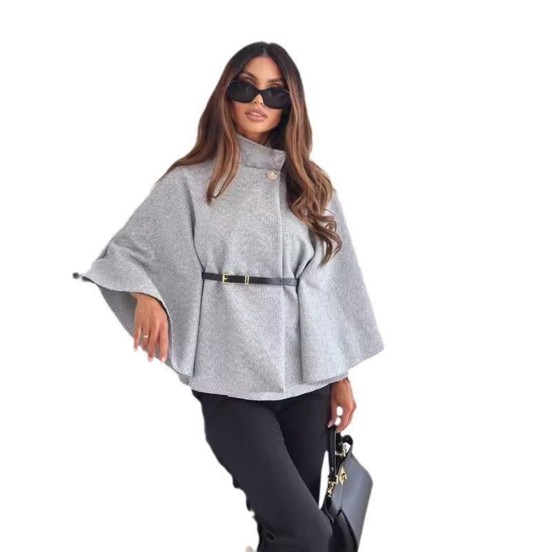 Elegant ladies cape blouse with adjustable belt Lune London