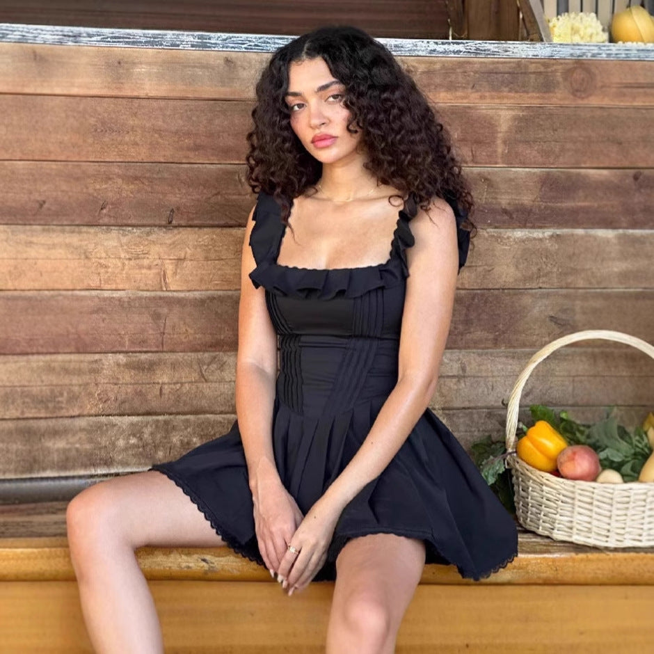 Fluid mini dress for women with ruffle details and a flattering cut Lune London