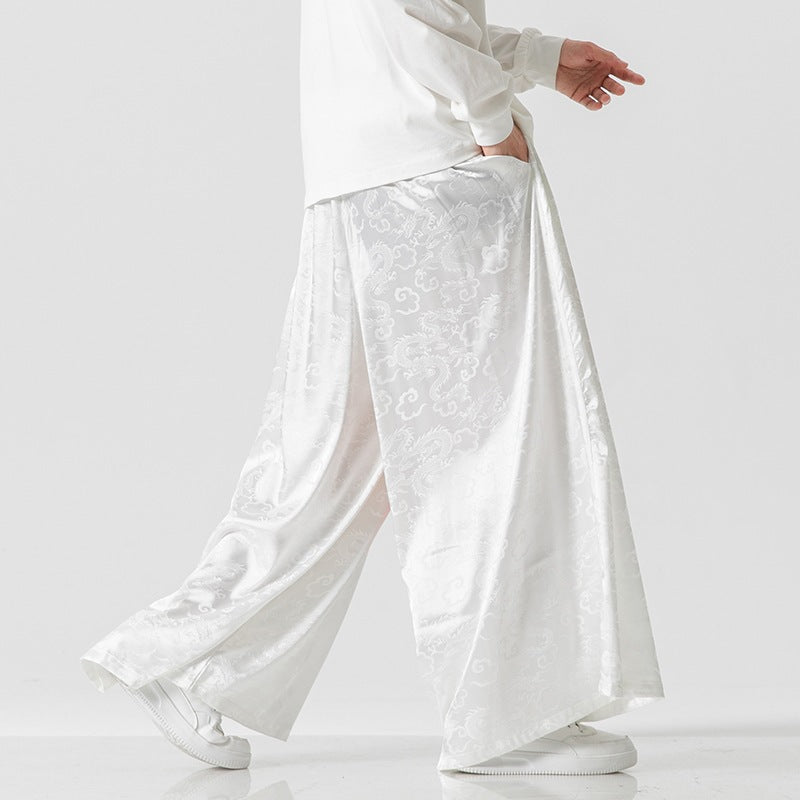 Lune London Wide Harem Pants for Women with Decorative Belt and Fine Pattern