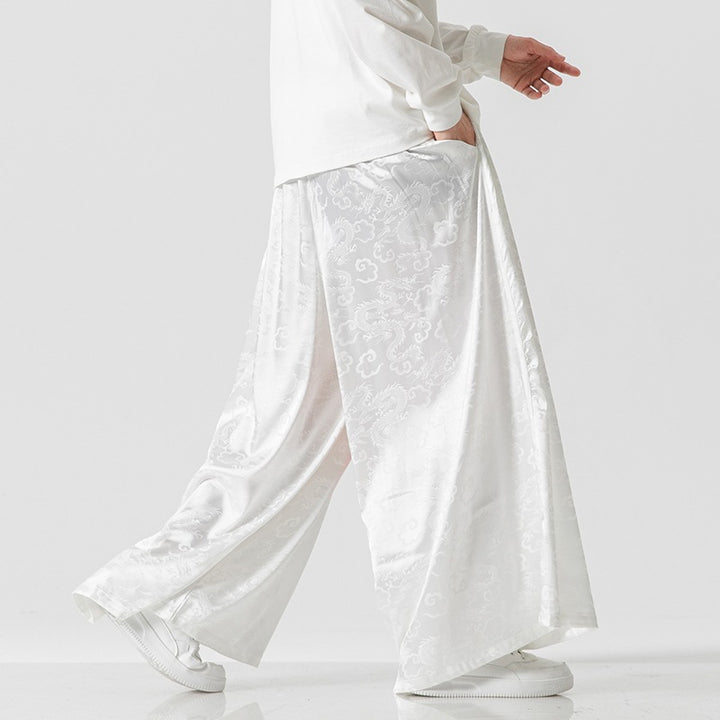 Lune London Wide Harem Pants for Women with Decorative Belt and Fine Pattern