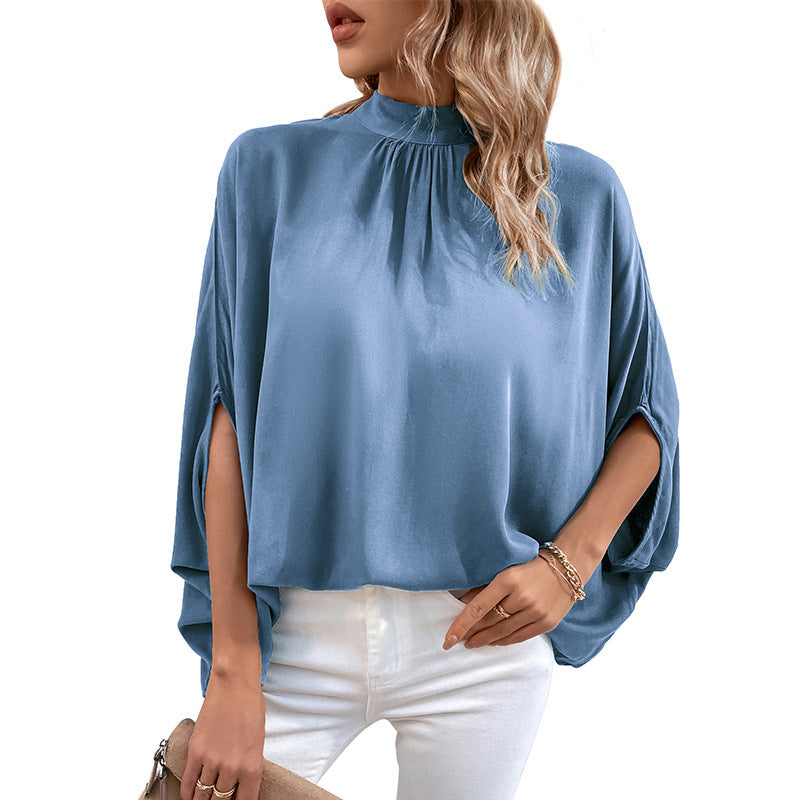Women's tank top elegant high collar with side slit Lune London