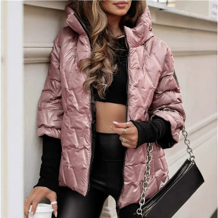 Quilted jacket for women with high collar and practical pockets Lune London