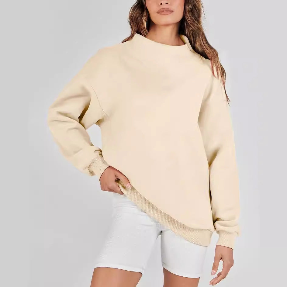 Ladies Comfortable Oversized Sweater with Chic High Collar and Style