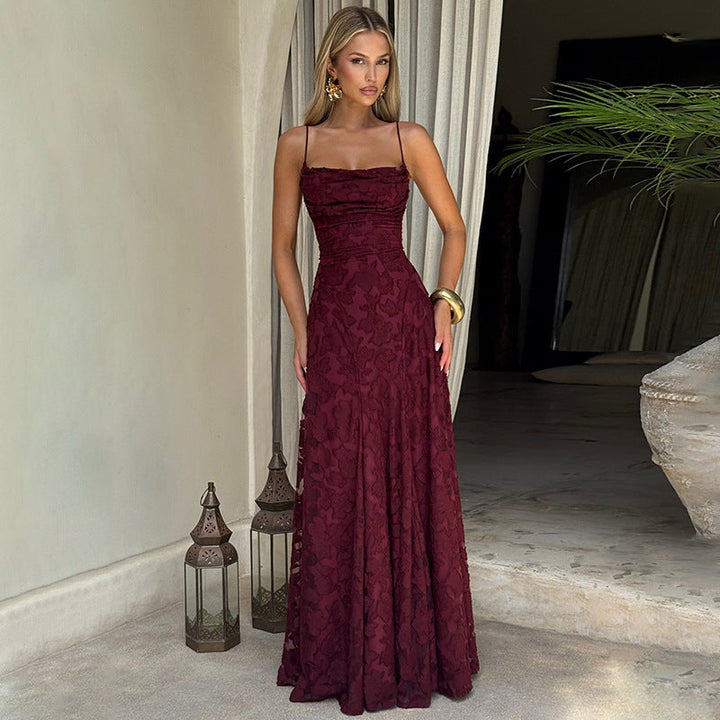 Women Elegant Evening Dress with Fine Floral Patterns and Sophisticated Details Chic Und Stil