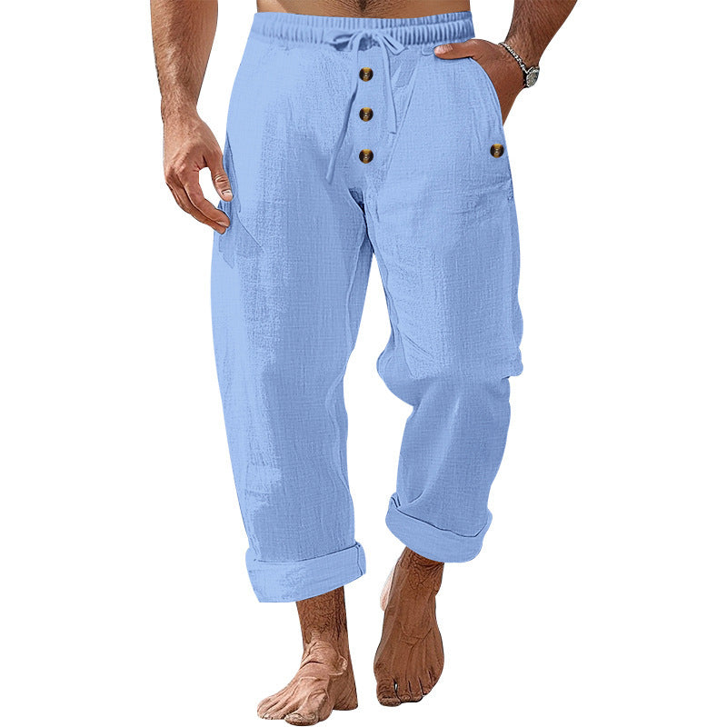 Men's casual beach shorts with elastic waistband and practical button details Lune London